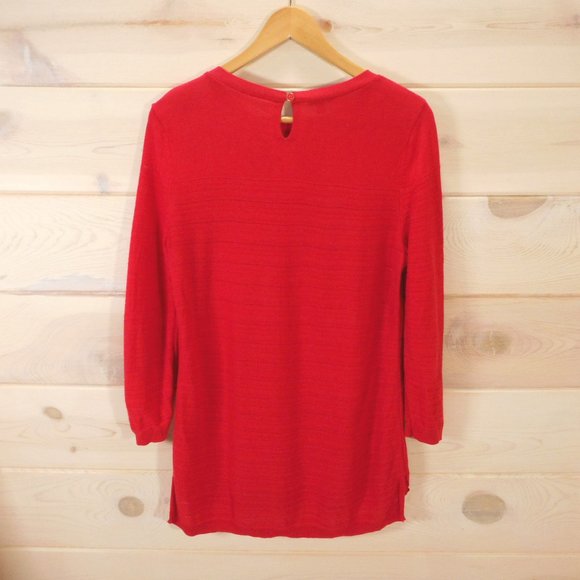 Talbots Women's size M Tunic Sweater Cherry Red Pullover Stretch Knit - Picture 3 of 6